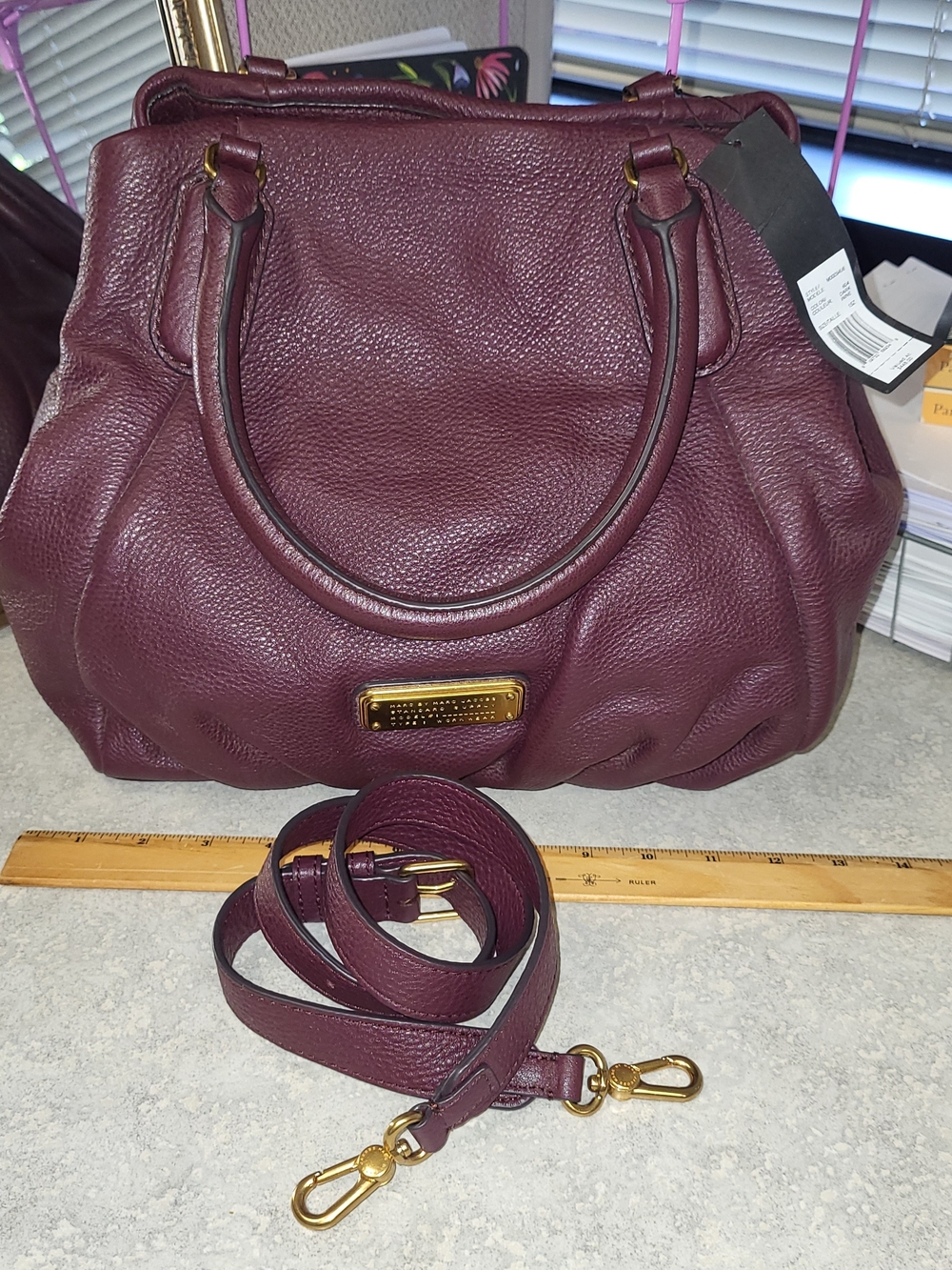 NWT Marc by Marc Jacobs New Q Fran Leather Satchel Dark Wine